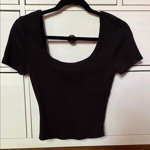 Universal Thread Black Fitted Crop Bodysuit